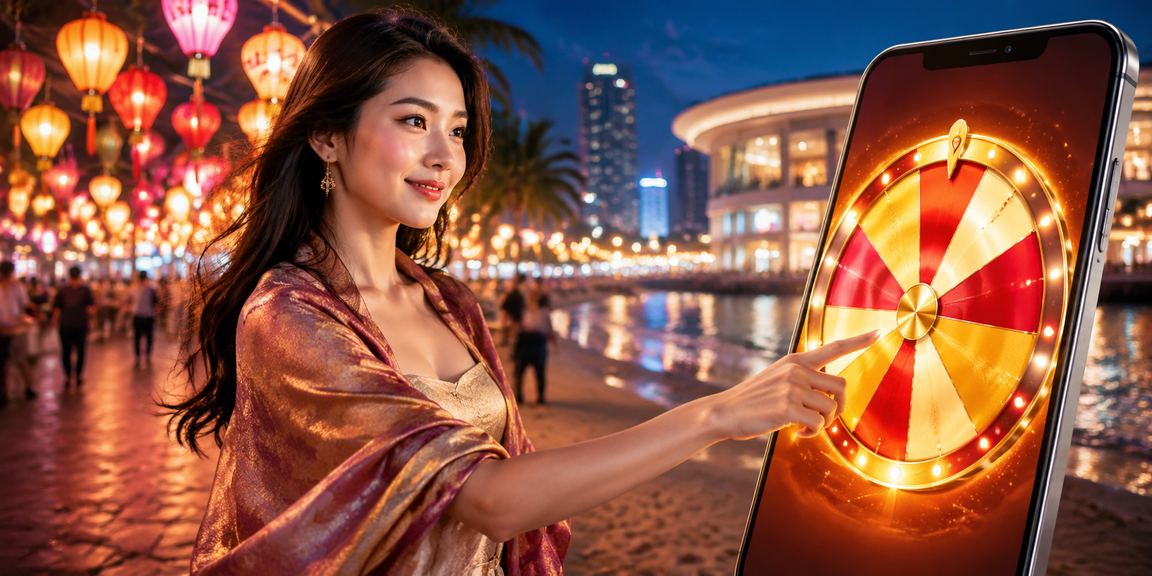 Cảnh chợ đêm Đà Nẵng lung linh với người chơi may mắn cầm điện thoại giao dịch trực tuyến
